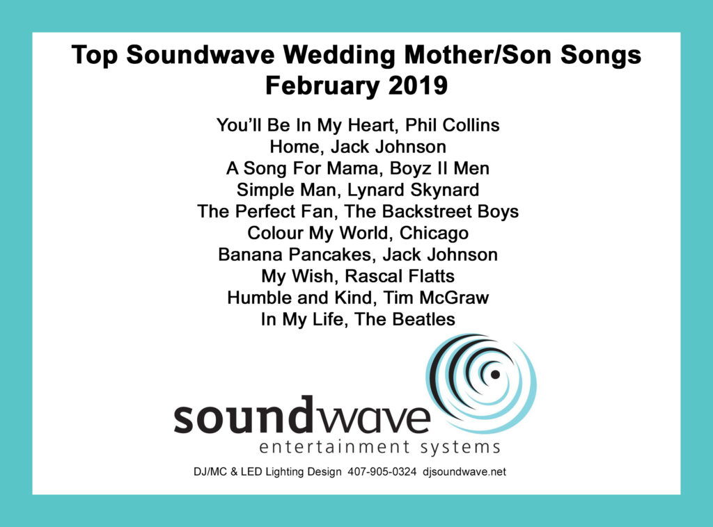 Wedding Songs Mother Son Soundwave Entertainment Wedding Djs